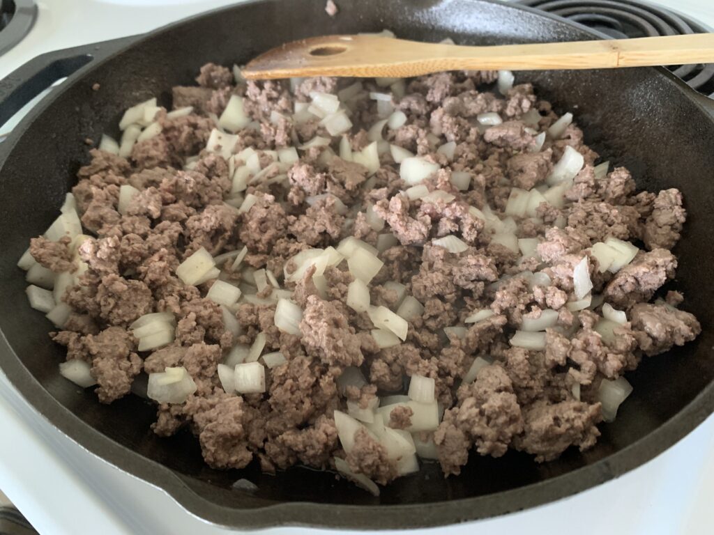 cook ground venison and onion